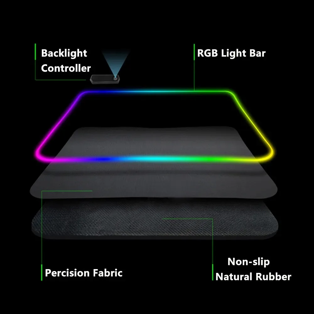 Genshin Impact Xiao RGB Gaming Mouse Pad Non-Slip Colorful Luminous Desk Mat Keyboard Mouse Mat 900x400 Large LED Mousepad Gamer