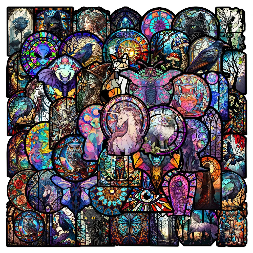 10/30/50PCS Colorful Glass Style Cartoon Graffiti Sticker Goth Aesthetic Decal DIY Skateboard Laptop Motorcycle Cool Sticker Toy