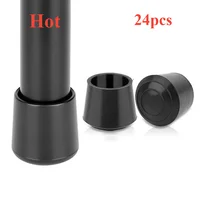 4/24pcs Round Chair Leg End Caps PVC Anti-Slip Furniture Leg Covers Black Floor Protector Anti-Scratch Rubber Table Toe Tips 1
