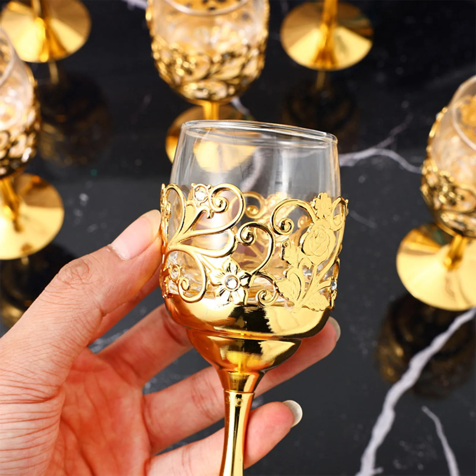 Vintage European Metal Wine Goblet – Gold Engraved 3