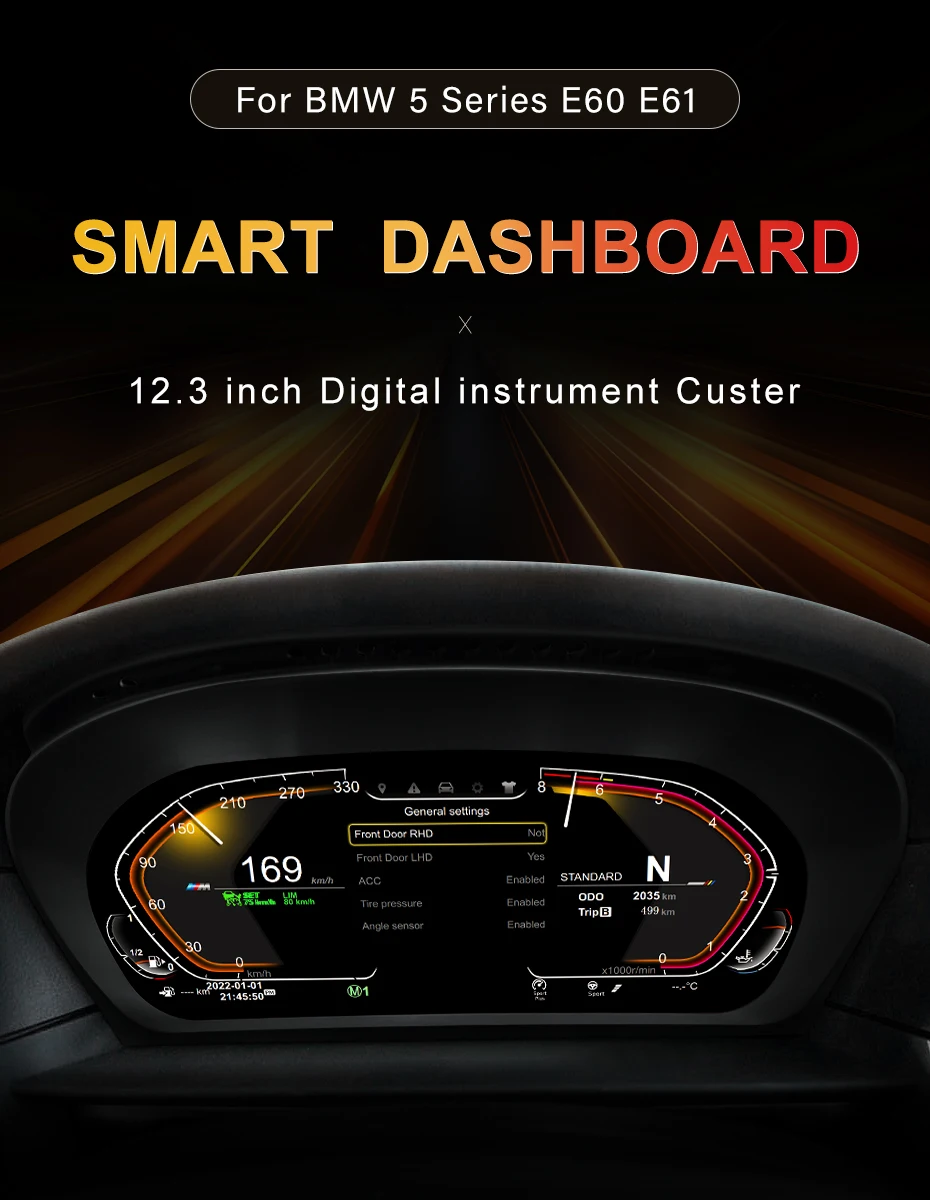 New Product Facroy Price Digital LCD Car Dashboard For BMW 5Series E60 E61 6Seri