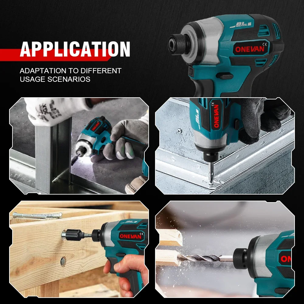 ONEVAN 600N.m 5-Speed Cordless Brushless Electric Screwdriver Electric Impact Driver Kit Cordless Drill for Makita 18V Battery