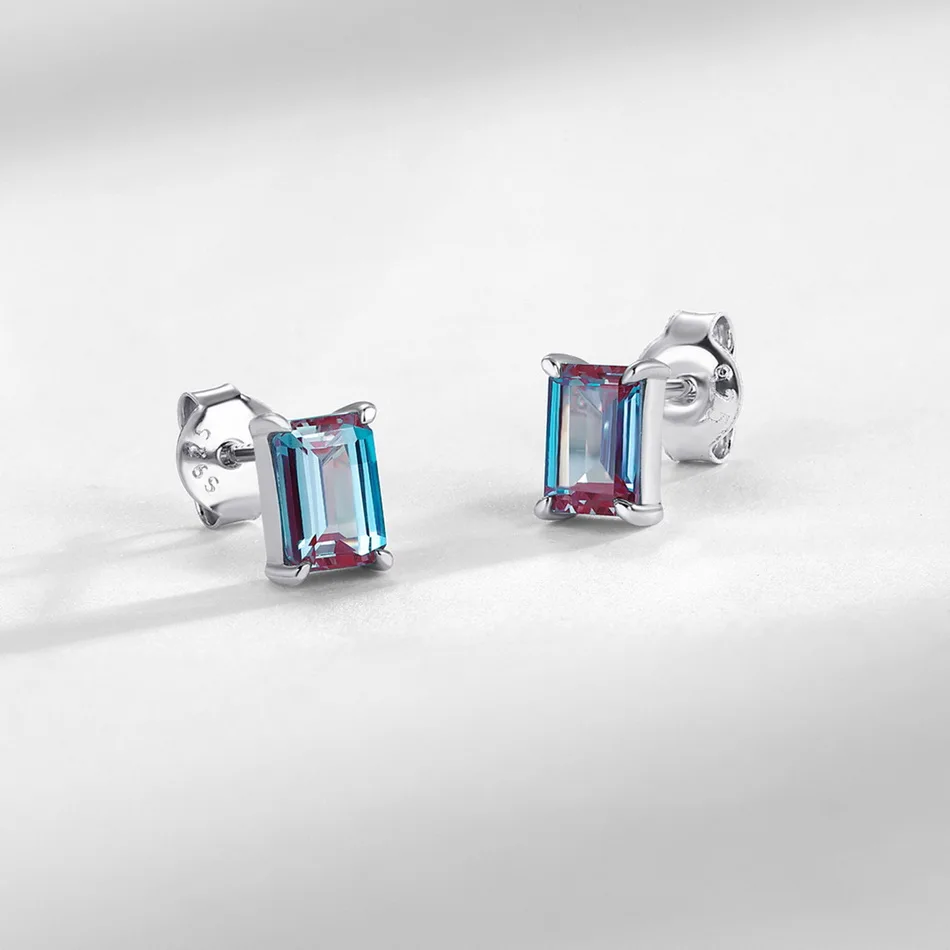 ALLNOEL 925 Silver Jewelry Set For Women Change Color Alexandrite Gemstone Rings Necklace Stud Earrings Elegant Anniversary Gift
