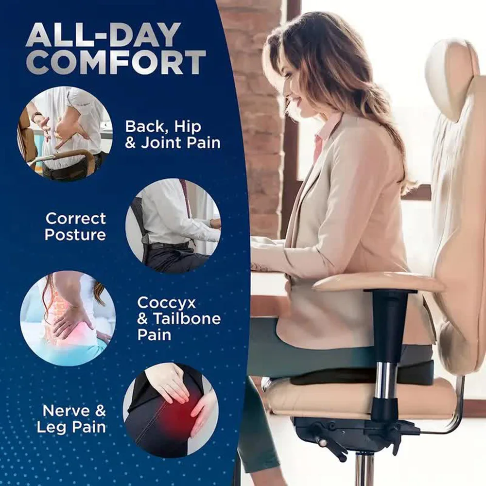 Travel Seat Cushion Memory Foam U-Shaped Pillow for Chair Cushion Pad Car Office Hip Support Massage Orthopedic Pillow 5