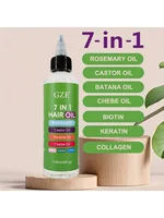 Huile capillaire 7 en 1 enrichi en huile de romarin, huile de ricin, huile de Batana, huile de Chebe, biotine, kératine, collagène pour cheveux forts, lissage 2