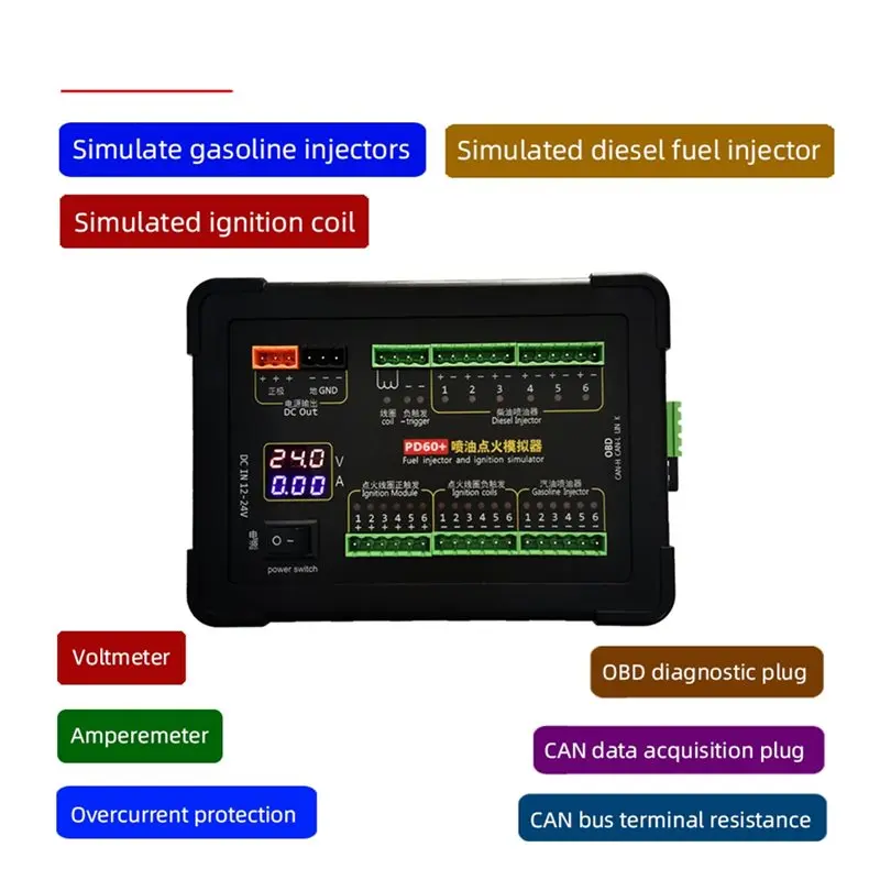 PD60+ 인젝터 점화 코일 시뮬레이터 자동차 ECU 테스터 컴퓨터 유지보수 수리 도구