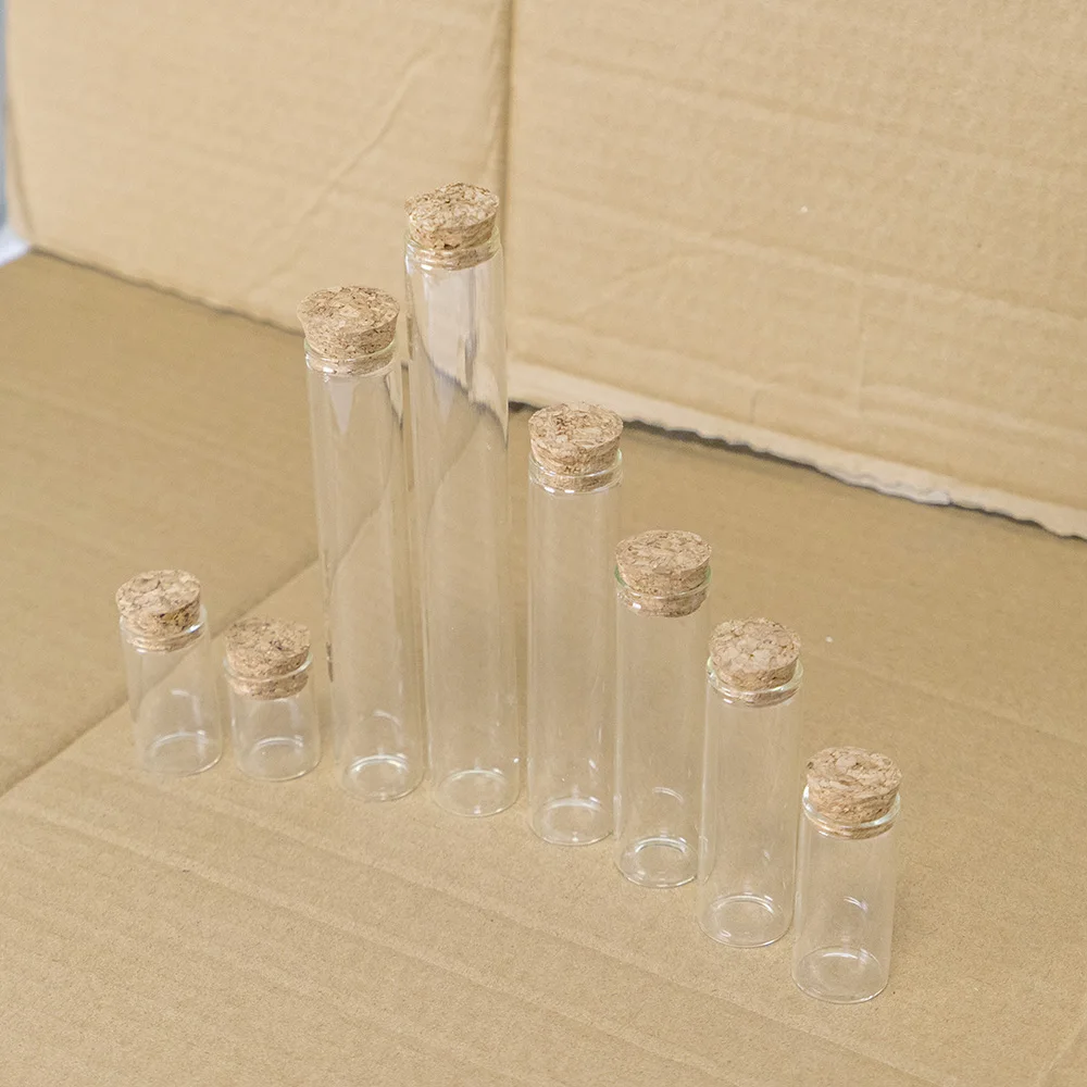 50Pcs Refillable Test Tube Vials Wedding Gifts Jars Empty Glass Bottles Ornaments Crafts Cosmetic Container