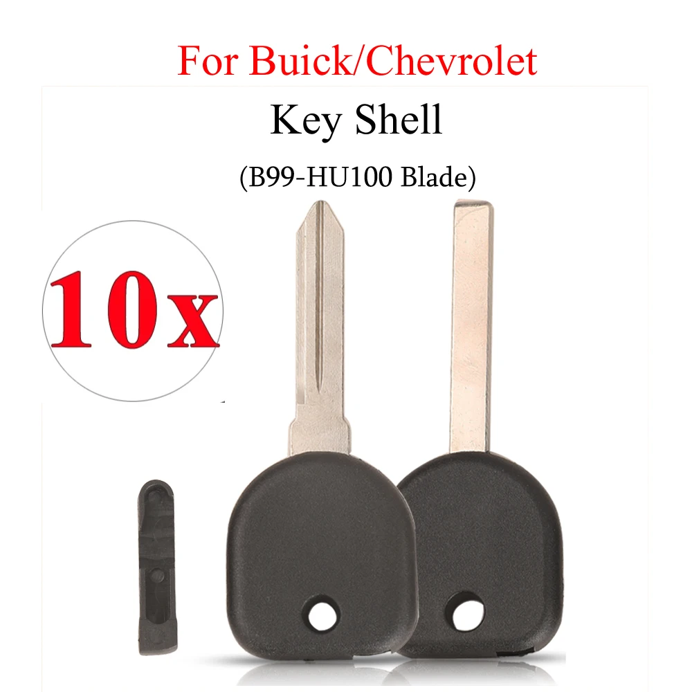 

jingyuqin 10PCS Transponder Key Shell Car Key Blanks Case Uncut B97/B99/HU100 Blank Blade For Buick For JMA Chevrolet Cruze