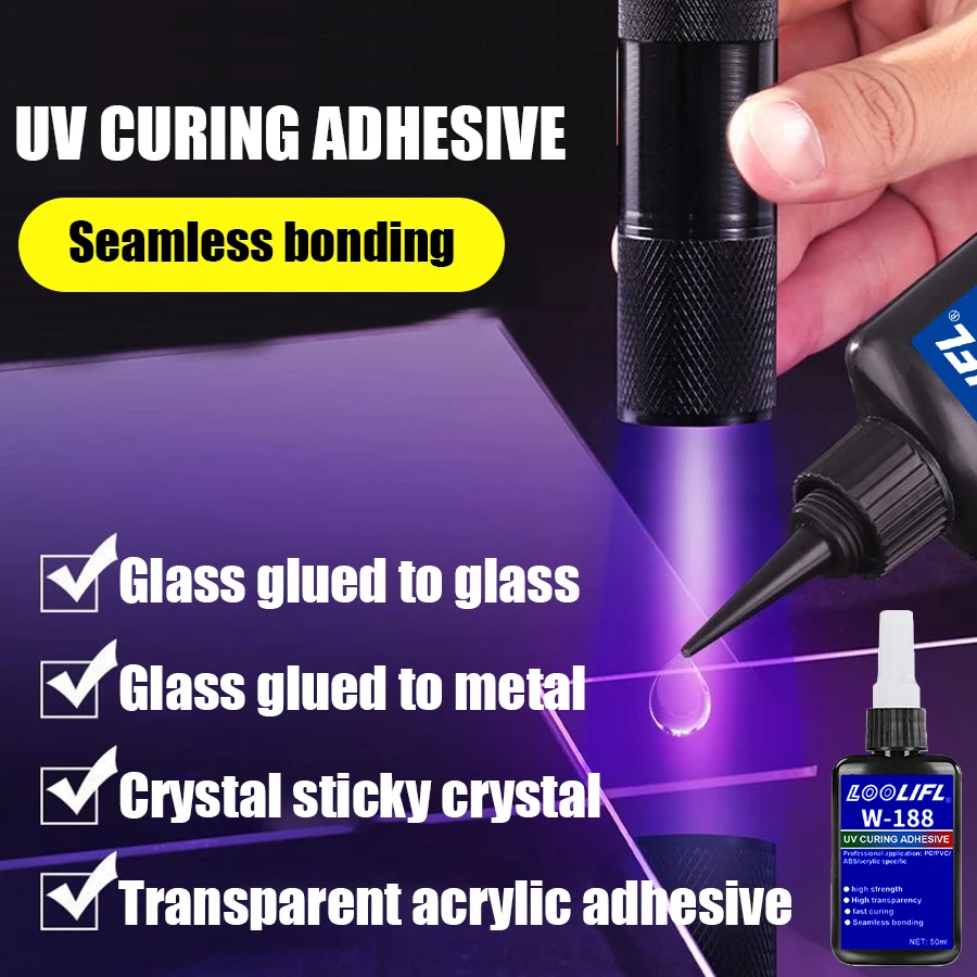 Super Strong UV กาวแสงอัลตราไวโอเลตกาว Second Fix Curing ที่มีประสิทธิภาพ Bond แก้วโลหะอะคริลิค Quick Sealant DIY Craft 1