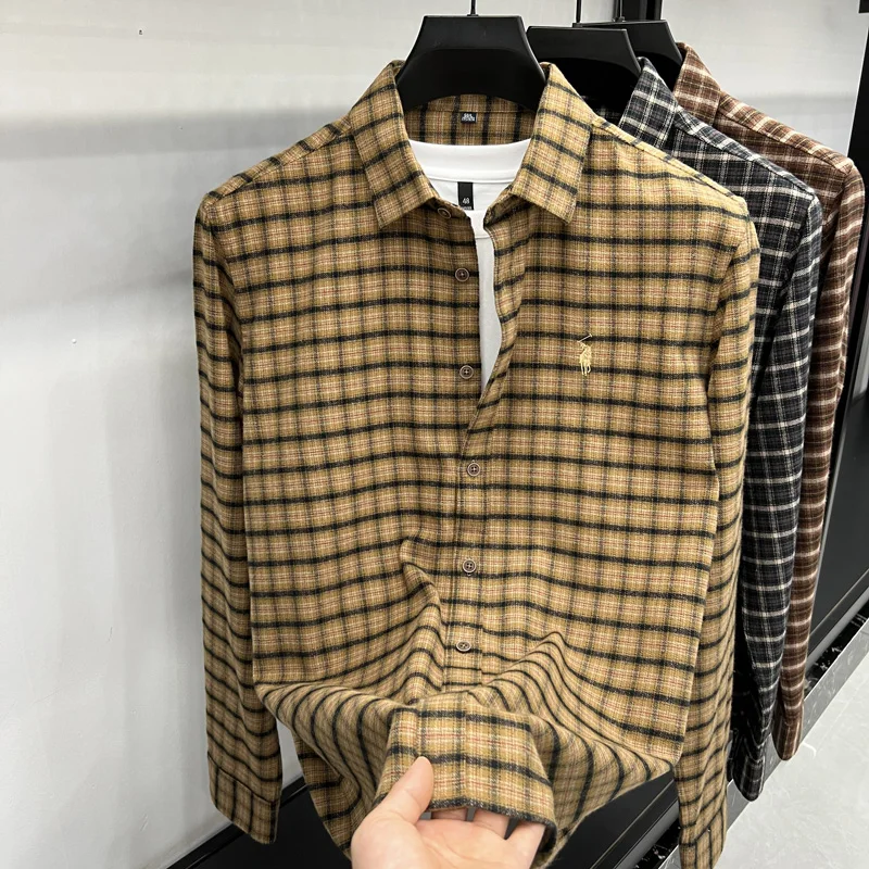 جديد الراقية الفاخرة 100 القطن قميص رجالي التلبيب...