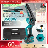 YOFIDRA Brushless 8 Inch Electric Chainsaw Cordless Rechargeable Woodworking Garden Pruning Saw Tool for Makita 18V Battery 1