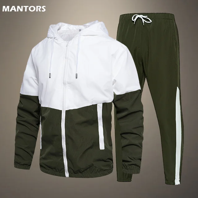 Spring Autumn Men Tracksuit Casual Set Male Joggers Hooded Sportswear Jackets+Pants 2 Piece Sets Hip Hop Running Sports Suit 5XL 1