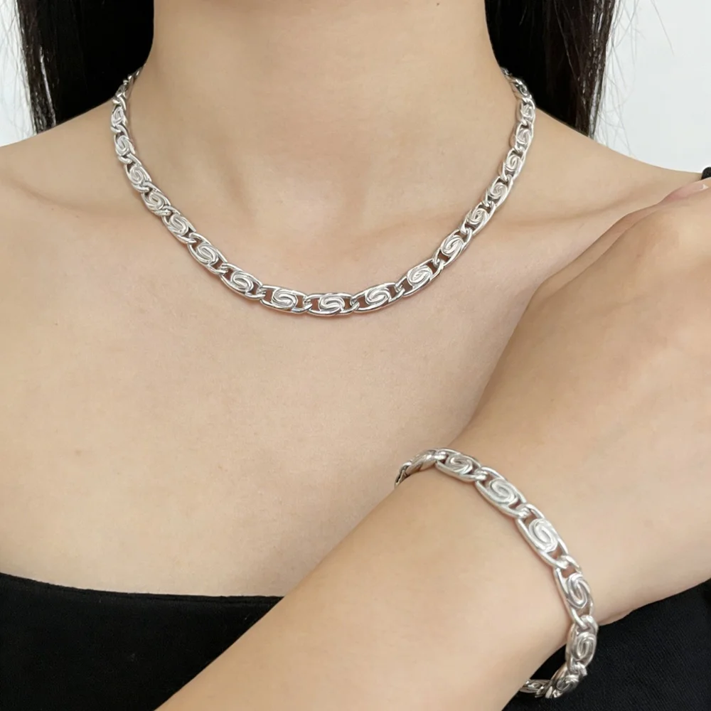 925 Sterling Silber 4mm Halskette und Armband Set für Damen Modischer Eleganter Schmuck Geschenk für Partys und Hochzeiten – Detail 2