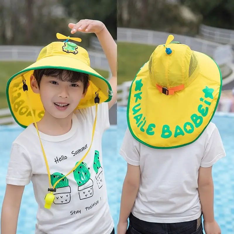 2023 Kids Glowing Hat New 3-10 Years Old Summer Hat Girls Boys Sun Hat with  Neck Flap UV Protection Safari Hat Baby Travel Cap