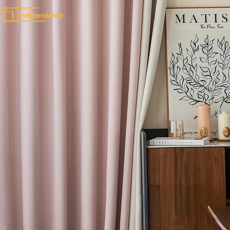 

Simple and Modern Pearl Cotton and Linen Curtains for Living Room Bedroom Sunscreen Blackout Curtains Custom Finished Products