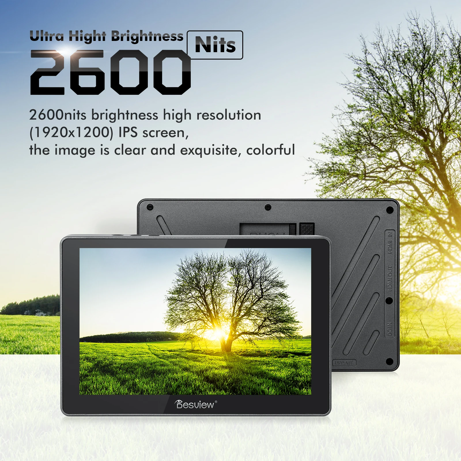 Desview R7II Camera Field Monitor 7 Inch Portable DSLR Camera Monitor 4K HDMI 2600nits HDR Display IPS Screen 1920*1200 3D LUT