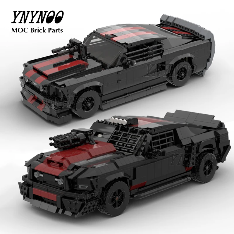 New Moc Mustang Gt- Death Race Frankensteined Building Blocks Monster Sports Racing Roadster Bricks Vehicle Toys Regali Per Bambini