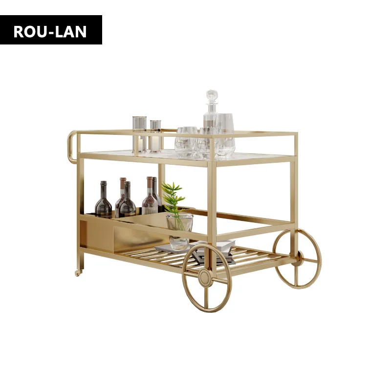 Dining Cart Trolley Hotel Commercial Restaurant Mobile Cake Delivery Stainless Steel Multi-Functional Hand Push Household Wine C