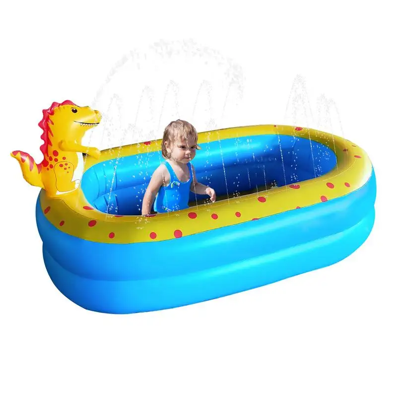 

Dinosaur Water Sprayer Small Inflatable Pool Cute Dinosaur Kiddie Pool Highly Elastic Small Inflatable Pool For 2-3 Kids And