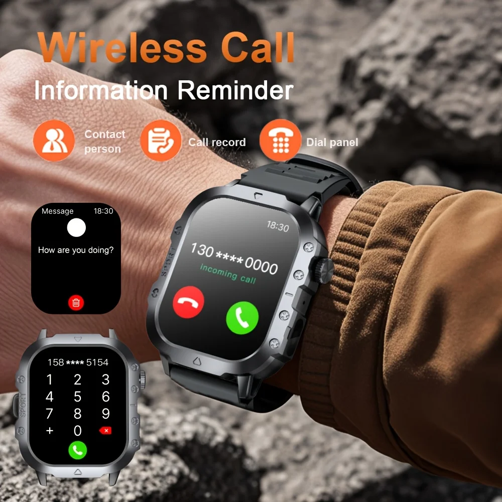 2026 New Sports Smartwatch Bluetooth Calling LED Flashlight Sleep Monitoring Fitness Tracking Men's 2026 New Smartwatch 3