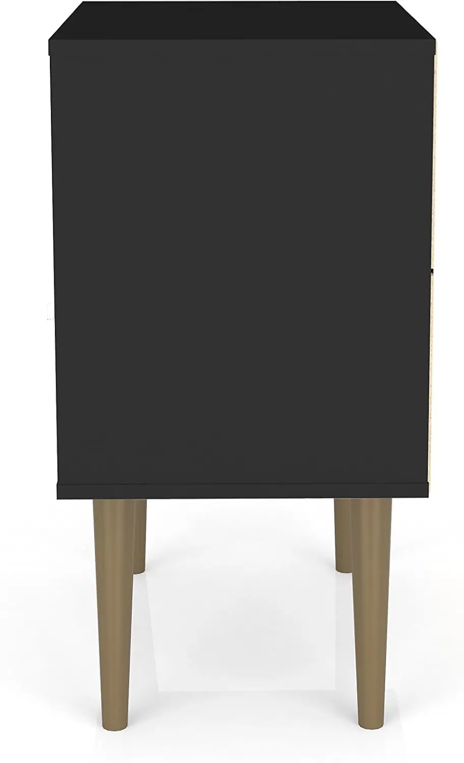 Liberty Mid Century Modern Nightstand with Drawer & Cubby, Bedside Table for Bedroom/Living Room, Black, Easy Assembly