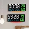 Digital Wall Clock Mood Lighting Temperature Humidity Timing Countdown 2 Alarm Auto Dimmer Plug in Use LED Alarm Clock Remote 1
