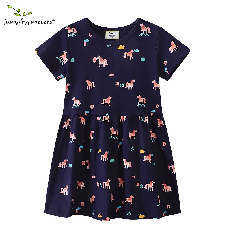 Jumping Meters 2-7T 100% Cotton Unicorn Summer Party Girls Dresses