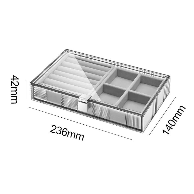 Transparent Jewelry Box Plastic Ring Necklace Bracelet Jewelry Boxes Organizer Velvet Drawer Earrings Display Separator Storage