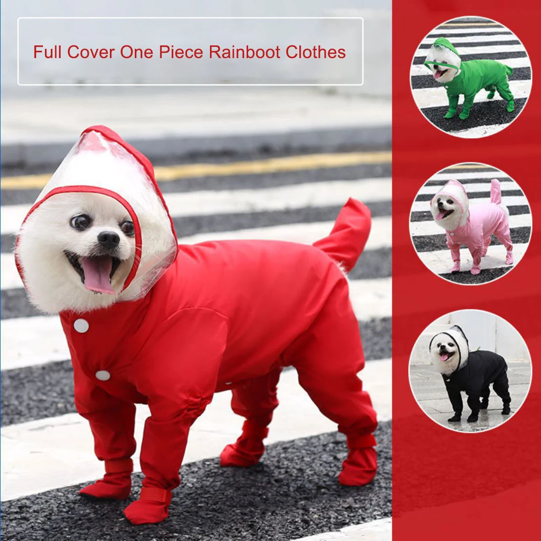 

Pet Dog Raincoat Full Cover One Piece Hooded Waterproof Rainboot Clothes for Costume Outdoor Puppy Jumpsuit Pet Raining Coat