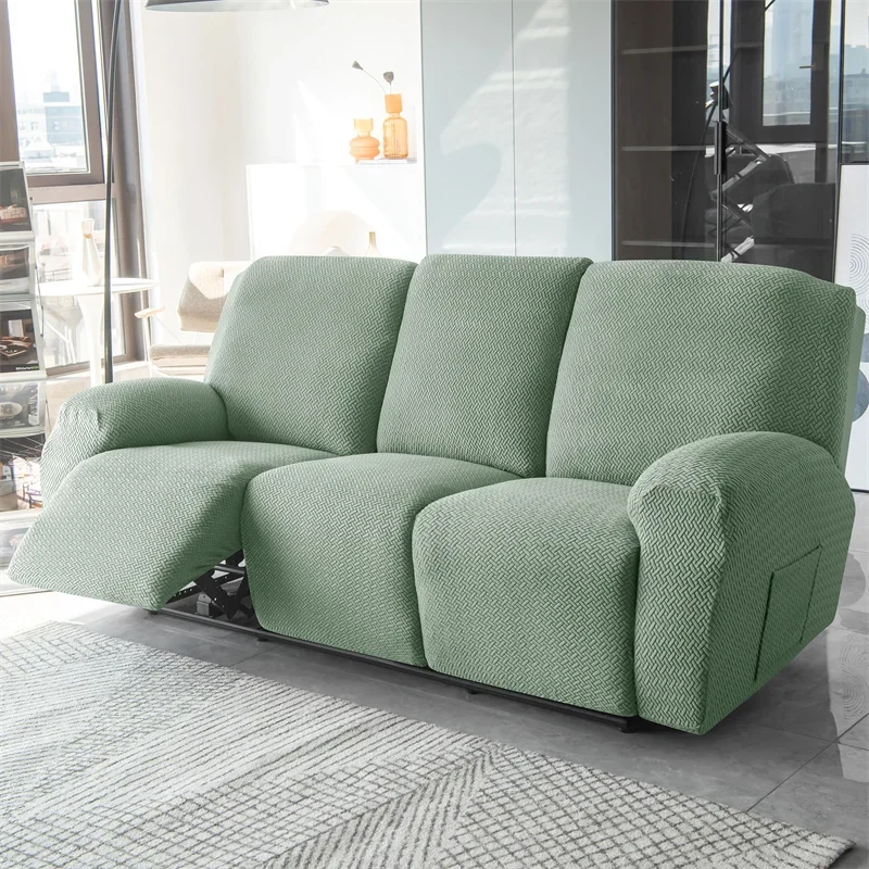 1/2//3 Seater Recliner Sofa Cover Jacquard Solid Color Stretch Couch Coushion Lazy Boy Relax Sofa Slipcover for Living Room Home 5