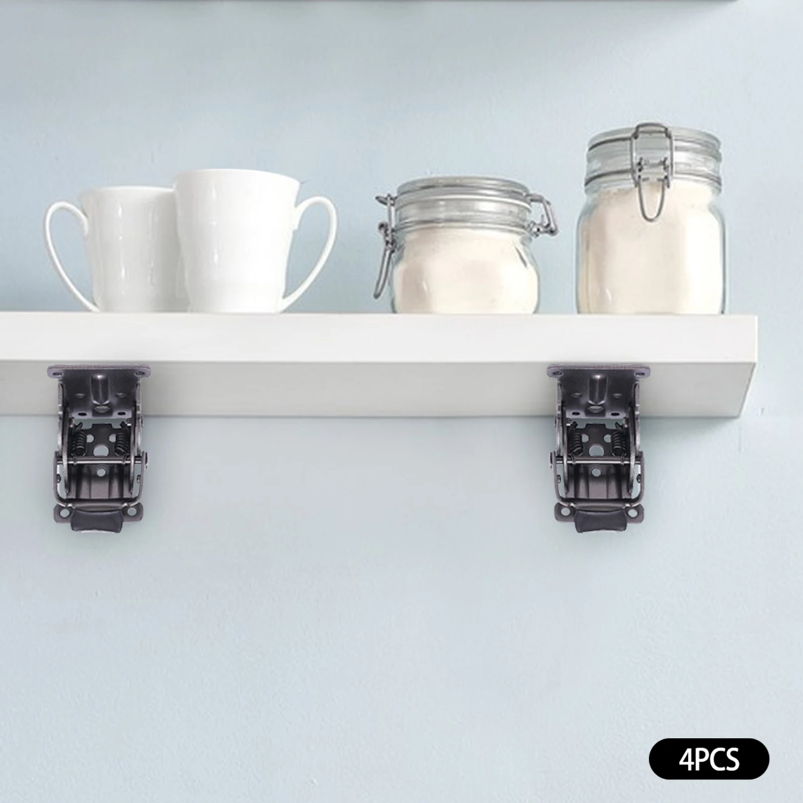 Faltbare Scharnierhalterung 4 Stück Klappbare Tischbein-Scharniere Schwarz Verzinkter Stahl Möbelscharniere für DIY Tisch Schreibtisch Regal Projekte – Detail 2
