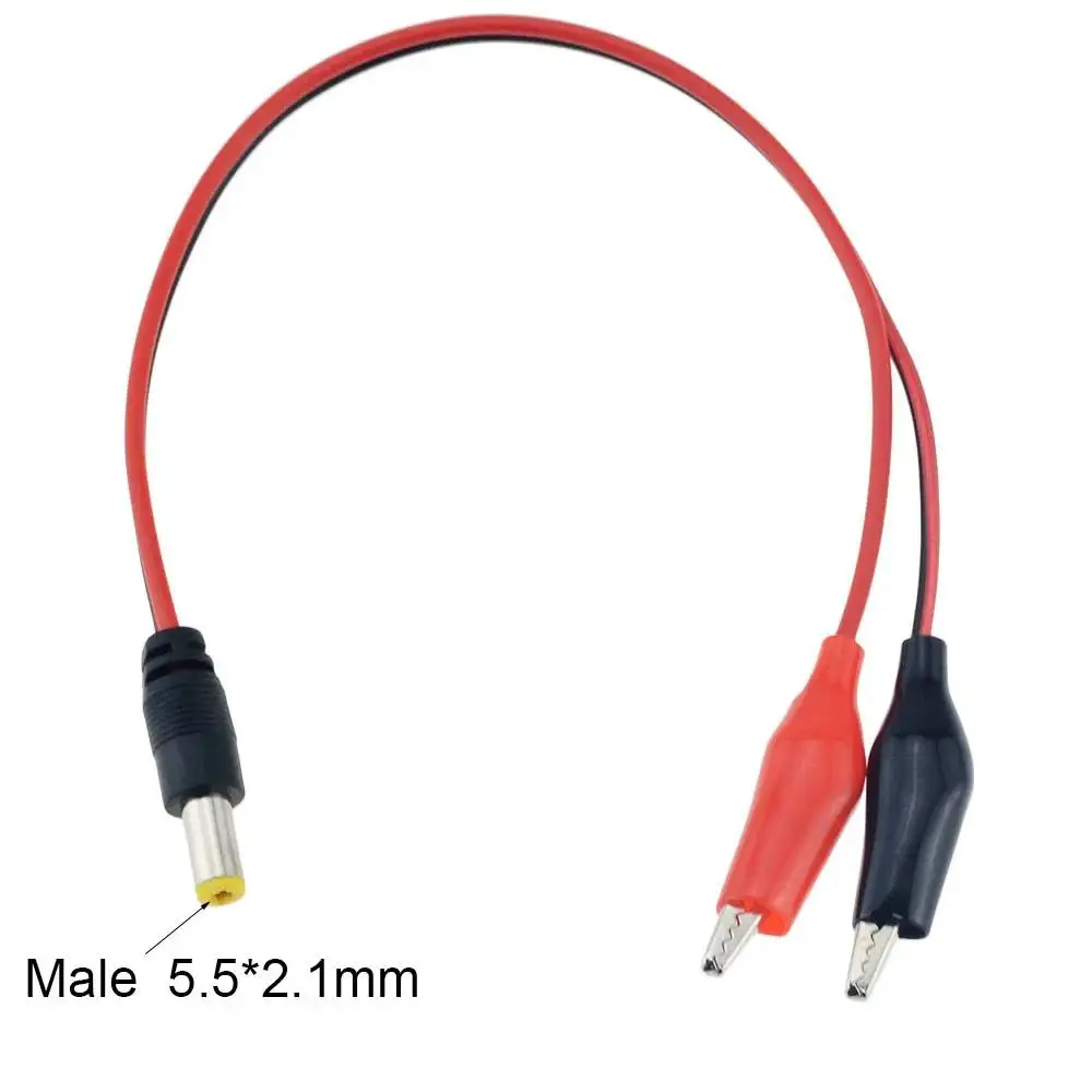 Alligator Clip To DC Power Plug Connector Adapter 25CM Test Leads Wire DC 5.5*2.1mm Clips Crocodile Male Female Connect