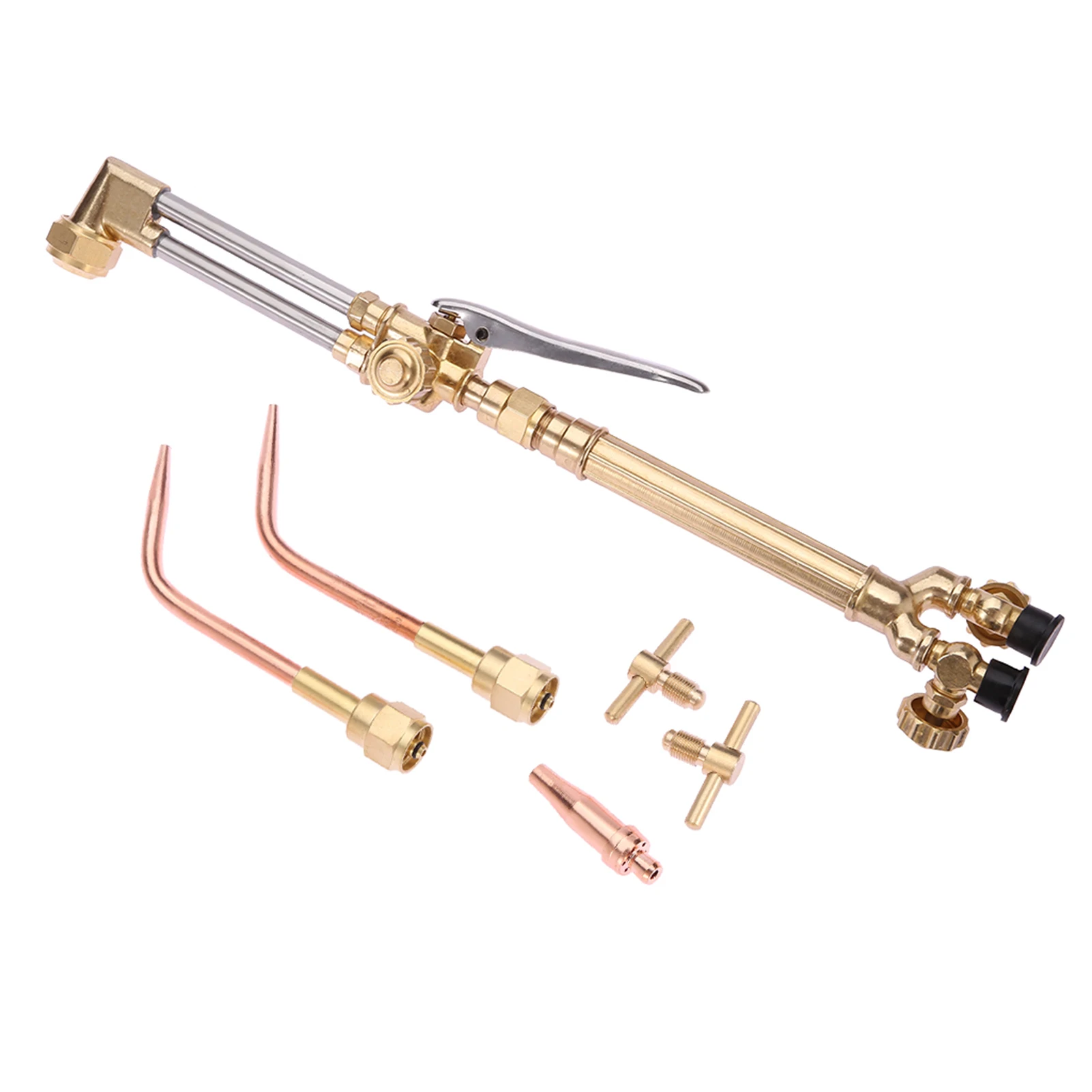 Long Pipe Brass Nozzle Welding Torch Kit with Gauge Oxygen Acetylene, Brass Nozzle Welding Cutting Torch Kit Soldering Equipment 5