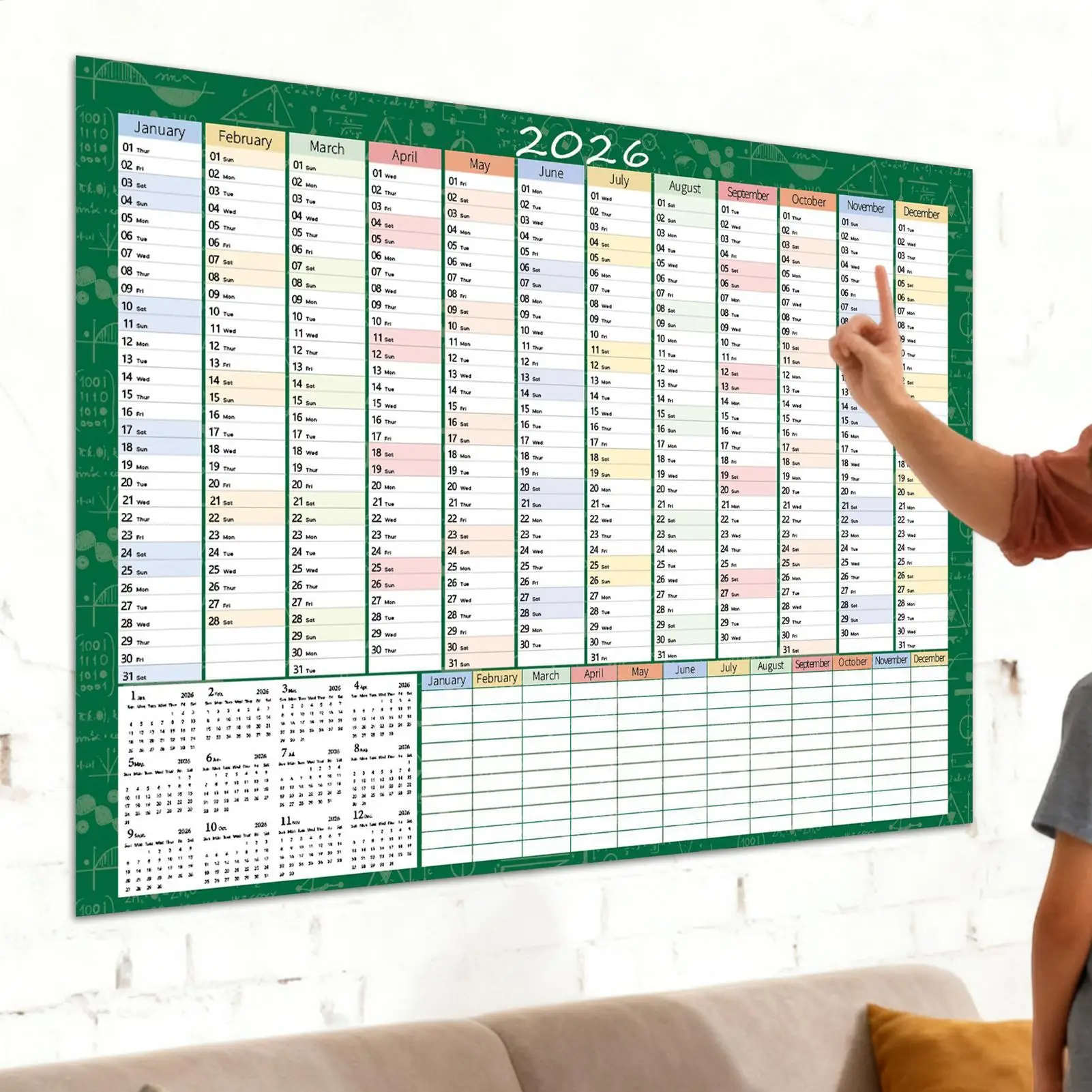 Calendario da Parete 2026, Pianificatore Annuale, Lista delle Cose da Fare, Calendario con Orari, Foglio Pianificatore, Blocco Note, Agenda Organizzatore - immagine 3