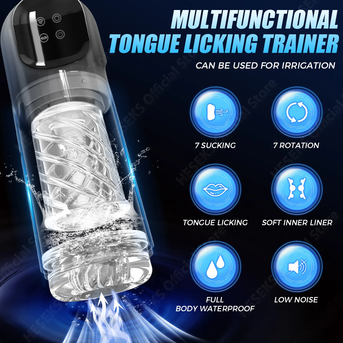 HESEKS 7 Rotating Sucking Fully Water Bath SPA LCD Automatic Male Masturbators Tongue Licking Real Pussy Blowjob Machine for Men