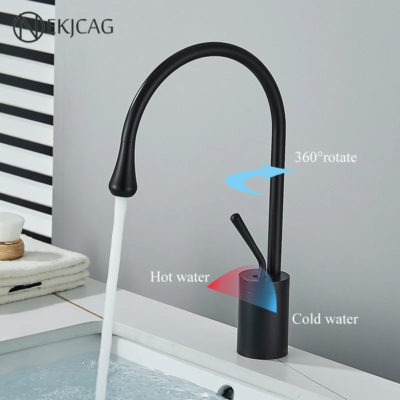 Grifo lavabo alto encastrado monomando giratorio ORUNE negro mate