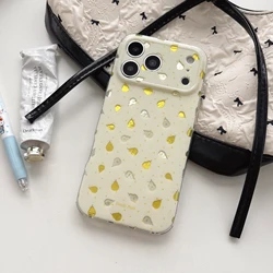 Elegant Pear Print Shiny Gold & Silver Shockproof Phone Case - Anti - Scratch Girly Design - iPhone 15 (1)