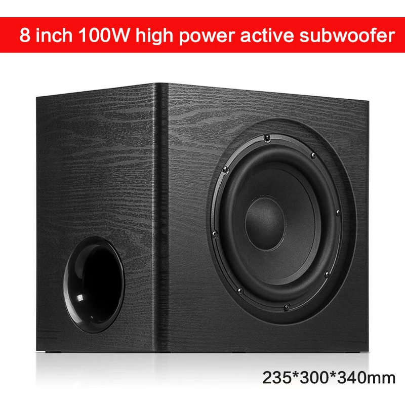 8 Inch 100W High Power Subwoofer W-1 Active HiFi Subwoofer Home Theater Audio Echo Gallery Computer Stage Speakers _ -