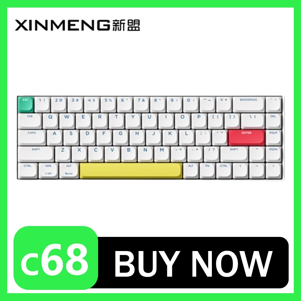 

Xinmeng C68 Keyboard wireless tri mode bluetooth USB Mechanical Keyboard lightweight RGB Office Gamer E-sports PC Gaming Gifts