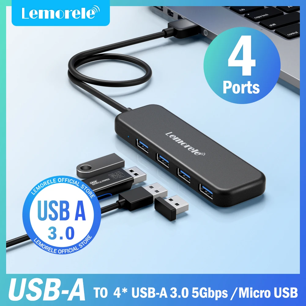 Lemorele-usb tipo c Hub Adaptador Usb 3.0 Alta Velocidade Transmissão de Dados para Laptop Janela Portas