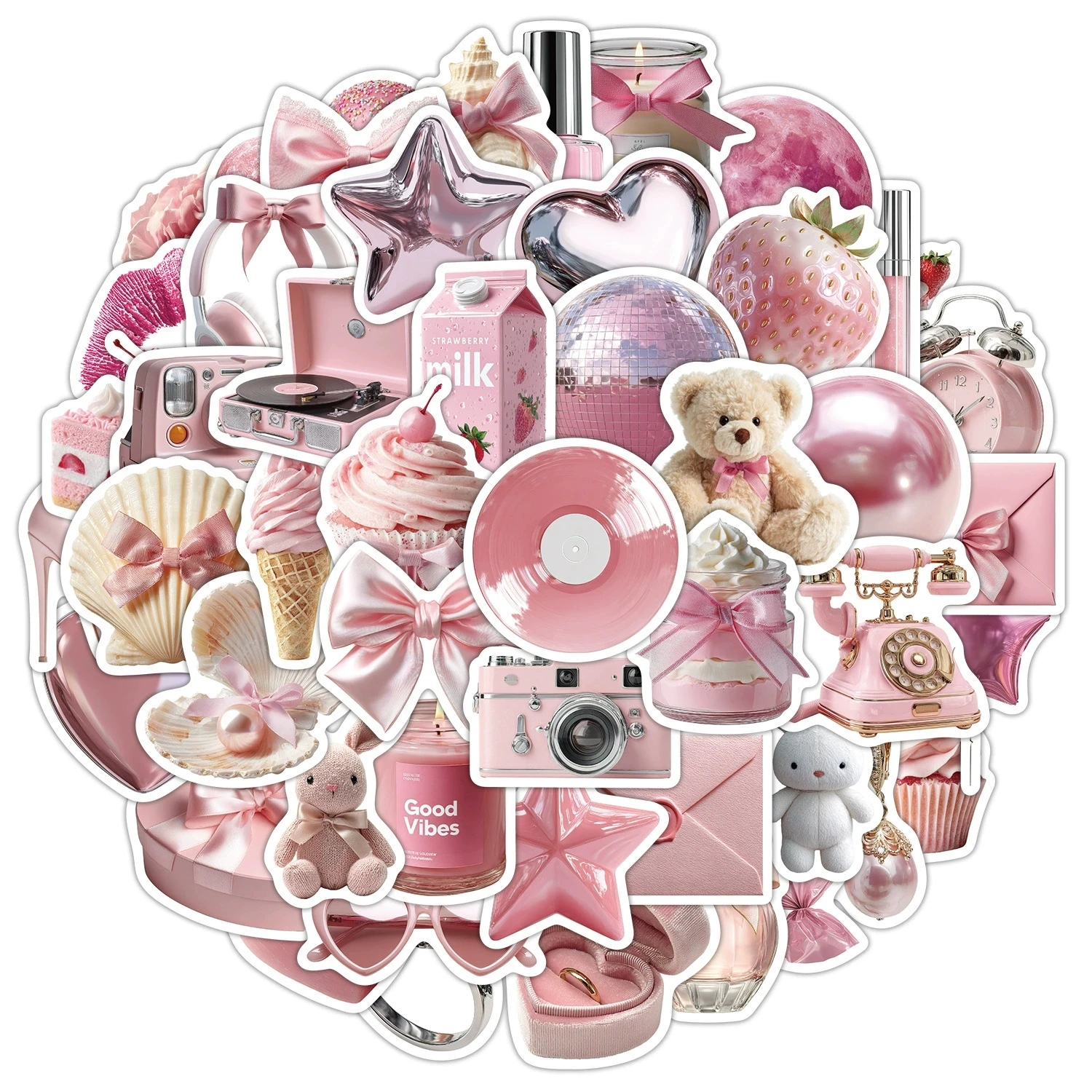 50-100PCS 핑크 소녀 미적 그래피티 스티커 물병 전화 케이스에 대 한 방수 귀여운 데칼 노트북 스크랩북 선물 홈