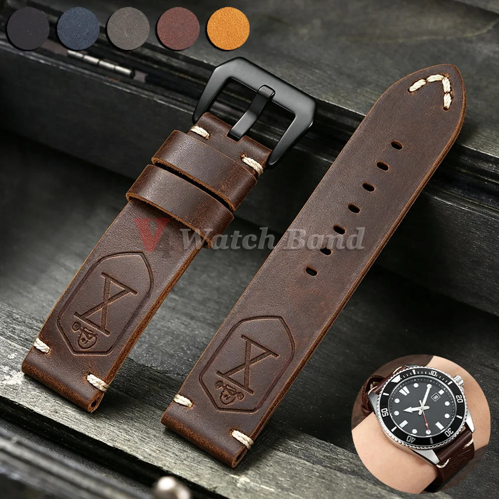 Dark Brown Genuine Leather Men's Wrist Bracelet with Universal Stitching Strap