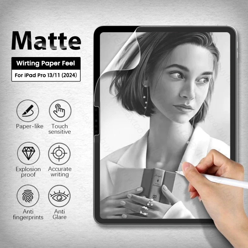 

Матовая бумага для защиты экрана для Apple iPad Pro 11 13 (2024) i Pad Air 11 13 2024, пленка из ПЭТ на ощупь, iPadpro13 2024
