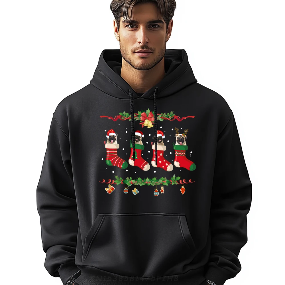 Pug Christmas Shirt Stocking Dog Cool Christmas Round Collar women's Sweatshirt Vintage Coats Cute long Sleeve Hoodies Pug Christmas Shirt Stocking Dog Xmas Sweater