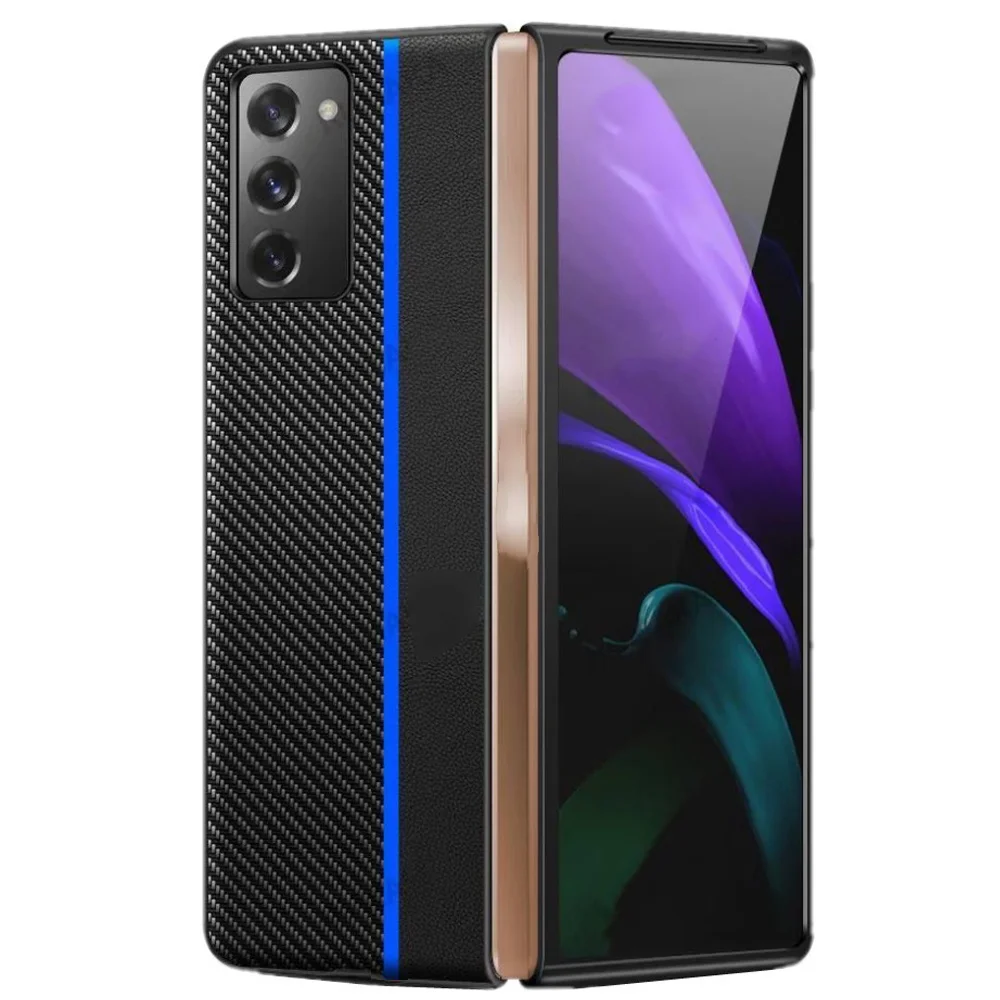 Per Samsung Galaxy Z Fold 2 Case Retro Fiber Leather Full Fit Cover Hard Pc Guscio Antiurto Per Z Fold 2 Case-3