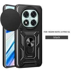 Shockproof Armor Phone Case with Car Magnetic Ring Holder Stand and Back Cover for Poco X7 5G (Sj - red)