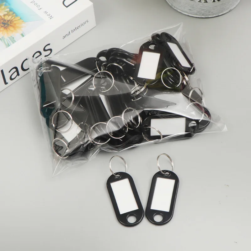 Durable Plastic Key Tags with Split Ring and Label Window for DIY Keychains and Luggage