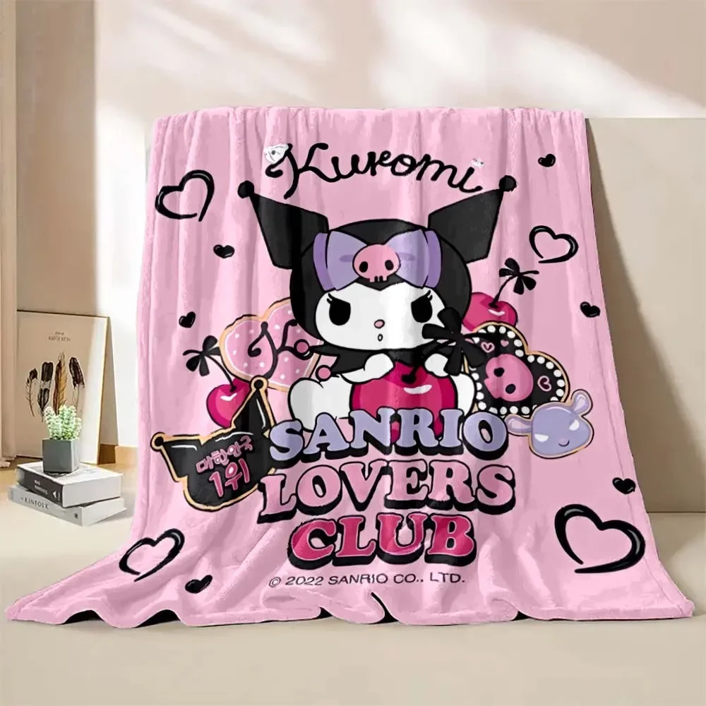 Kuromi Sanrio Pattern Flannel Blanket Baby Four Season Blanket Throw for Sofa,beds,living Rooms,travel Picnic Blanket Gifts 6