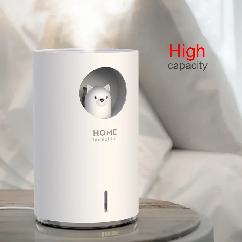 

Cute Pet Humidifier 900ML Large Capacity Ultrasonic Aroma Air Diffuser Polar Bear With Color LED Light Home Humidificador