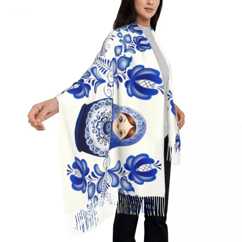 

Customized Printed Matryoshka Doll Russia Scarf Men Women Winter Fall Warm Scarves Russian Folk Art Shawl Wrap